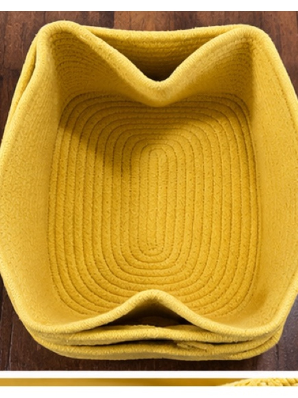 Yellow Woven Fabric Storage Basket - Home Organization - Picture 2 of 3